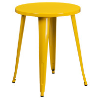 Flash Furniture CH-51080-29-YL-GG 24'' Round Metal Indoor-Outdoor Table in Yellow